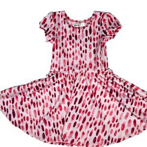 Dot Dot Smile Girls Cap Sleeve Red Pink White Brush Strokes Polka Dot Dress 2T
